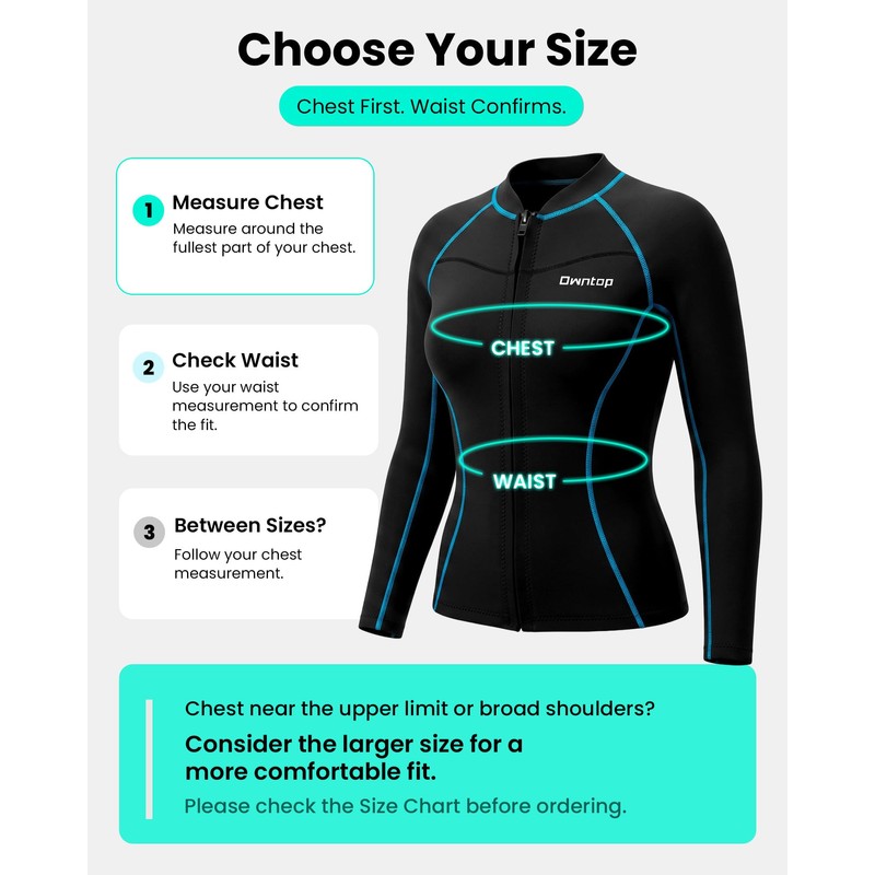 Owntop Women Wetsuit Top, 2mm Thermal Neoprene Jacket