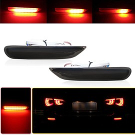 KENRTIR Smoked Lens 3D Optic LED Rear Bumper Reflector Brake Tail Lights w/Sequential Turn Signal Lamps For Infiniti Q50 QX56 QX60 QX80 Nissan Pathfinder Rogue, etc