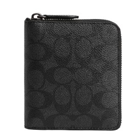 Coach Men's Zip Around Coin Wallet, Charcoal, One Size