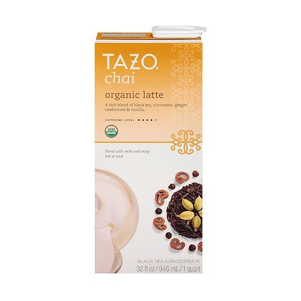 Tazo Organic Chai, Spiced Black Tea Latte Concentrate, 32-Ounce Containers (Pack of 6)