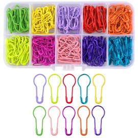 Jinlaili 300 pieces pear pins, calabash pin with storage box, 10 colours, metal safety pins, pumpkin pins, pear shape pins for DIY craft making and clothing