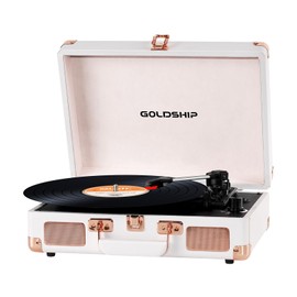 Portable Record Player 3-Speed Turntable Vintage Suitcase with Bluetooth, Built in Battery,3.5 mm Headphone Jack, RCA & Aux Ports for Outdoor