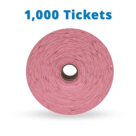 INDIANA TICKET CO. 1,000 Pink Raffle Tickets Double Roll, Premium Quality 50/50 Raffle Tickets, Tickets for Events, Carnivals, Door Prizes, Drinks and More