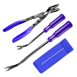 3Pcs Auto Clip Pliers Set and Fastener Remover, Car Trim Rivet Removal Pry Tool Repair Kit with Storage Bag, Universal Clips Puller Kit for Automotive Door Panel, Upholstery, Dashboard (Blue)