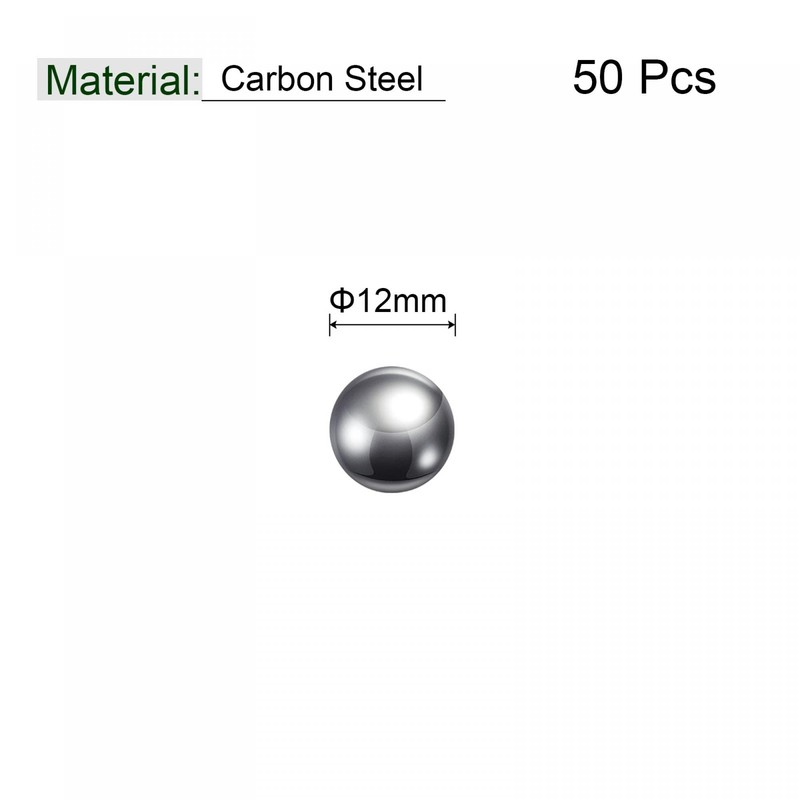 sourcing map 50pcs 12mm Carbon Steel Bearing Balls Precision Polished