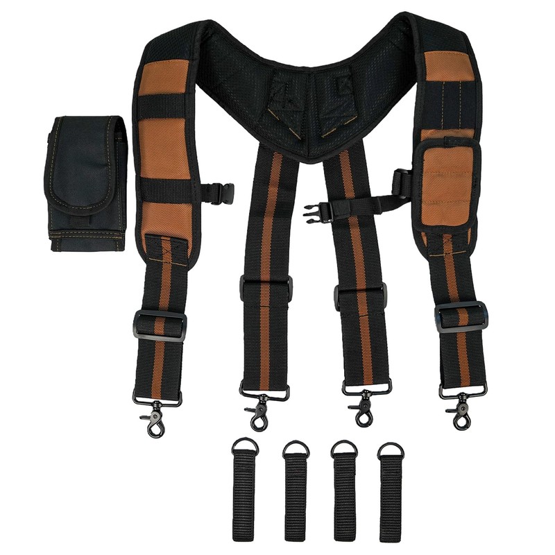 KUNN Carpenter Padded Tool Belt Suspender Tool Harness with Moveable