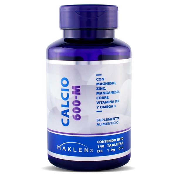Maklen Calcio 600 M - Calcio con Magnesio, Zinc, Vitamina