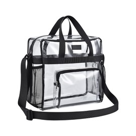 Bagenius Clear Bag Stadium Approved, 12x6x12 Clear bag for Stadium Events, Women's Top-Handle Bags for Sports Concert Festival Work, Black