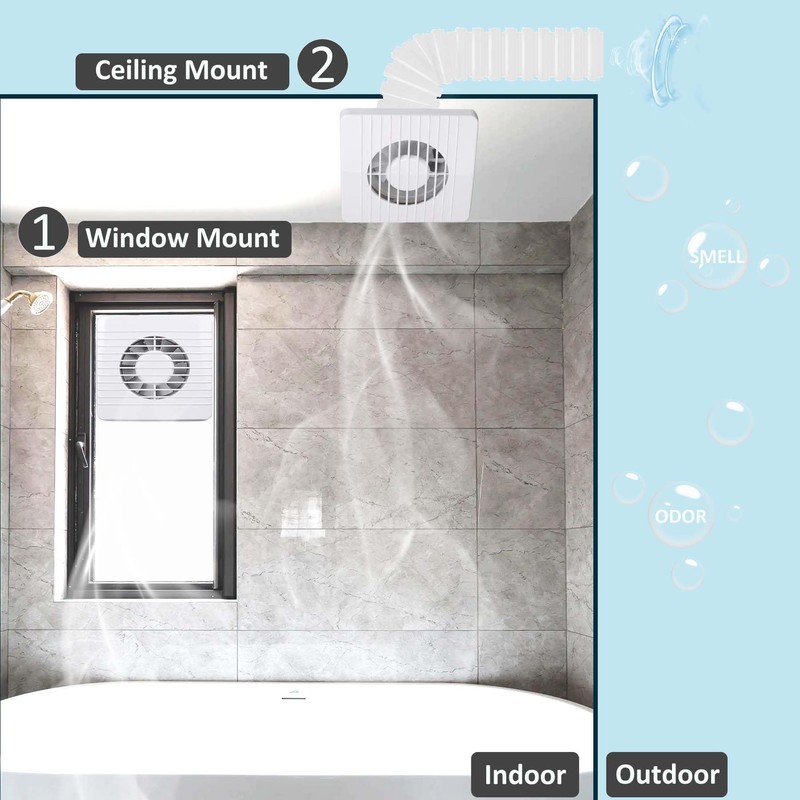 Hose Vary 4 Inch Wall-Mounted Exhaust Fan, Small Bathroom Fan,