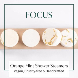 Orange Mint Shower Steamers Aromatherapy | Organic Shower Bombs with Essential Oils | Self Care Christmas Birthday & Spa Gifts for Women & Men | Stocking Stuffers | 4 Pack