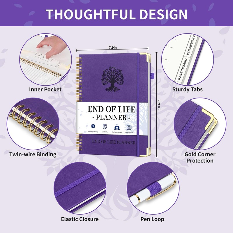 End of Life Planner, Spiral Estate Planning Organizer with Tabs