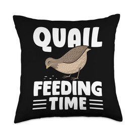 Quail Feeding Time Chicken Bird Throw Pillow