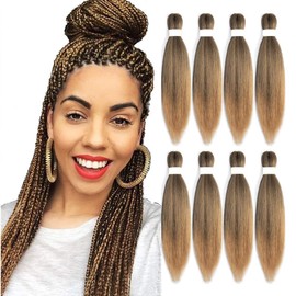 Braiding Hair Pre stretched 18inch 4packs Pre stretched Braiding Hair Kanekalon Crochet Braids Hair Yaki Braiding Hair Extension (#T27, 18inch,4pcs)