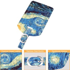 2 Pack Luggage Tags, Fintie Leather Name ID Labels with Privacy Cover for Travel Bag Suitcase