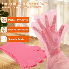 Joyfulife Disposable rear livestock gloves Long, clear plastic glove, cleaning protection plus long glove, home kitchen factory farm work, animal inspection long arm gloves (50 sets）(red)