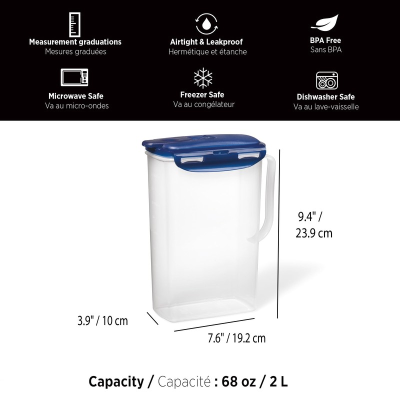 Starfrit LocknLock Plastic Juice Container - 68oz/2L - Airtight &