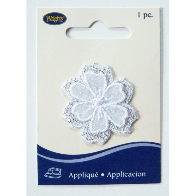 Wright's Silver Met./Raised White Flower 1 1/4" x 1 1/2"