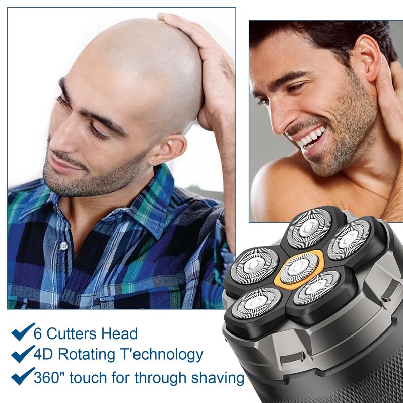 2PCS Magnetic 6 Blade Head Shaver Replacement Heads for DOAO