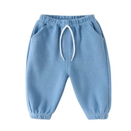 Baby Winter Thick Warm Pants Toddler Boys Girls Joggers Pants Cotton Soild Sweatpants Kids Trousers (Blue, 6-12 Months)