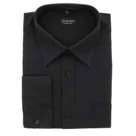 Milani Men's Dress Shirt with French Cuffs 18", 36/37 Black