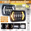 Unbranded Newest 7x6" LED Headlights Hi-Lo + Tail Lights For