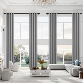 Phating - Cortinas opacas extralargas para oscurecer la habitación, cortinas de techo alto con ojales, cortinas de 2 pisos para sala de estar (1 panel, gris, 52 x 168 pulgadas)