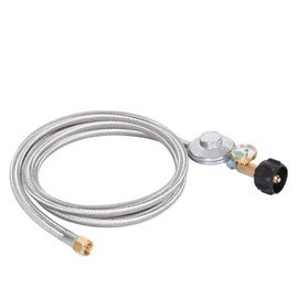 GasSaf 6FT Propane Regulator Hose with Gauge, Grill Regulator Hose QCC1 Connection for Most LP Gas Grill, Heater, and Fire Pit Table, 3/8" Female Flare Nut