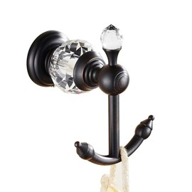 Kabter Crystal Series Brass Towel Coat Hook,Black