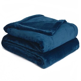 Effortless Bedding Oversized Plush Semi-Fitted Bed Blanket (King, Blue)