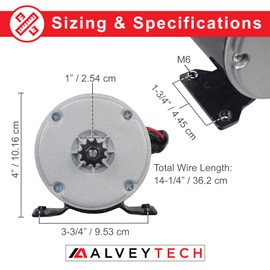 AlveyTech 24 Volt 250 Watt Electric MY1016 DC Motor - 24V 250W 2600-2850 RPM with 11-Tooth #25 Chain Gear Sprocket, Brushed Brush-Type, Battery Power, use on Many Razor Scooter Dirt Mini Bike Go-Kart