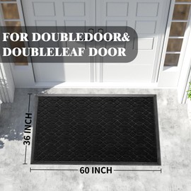 Yimobra Front Door Mat Outdoor Indoor, 60x36 All-Season Heavy Duty Door Mats Outside Entrance, All-Weather Heavy Duty Outdoor Welcome Mat, Non Slip Porch Patio Entrance Mat, Black