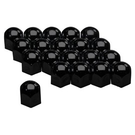 AUTO-STYLE Set of Universal Wheel Nut Caps Black Steel 17 mm Set of 20