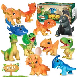 CAISSATOY CassiaToy 11 Dinosaur Toys for Birthday Gift Plastic Dino Toy Set,11 Soft Small Dinosaur Figures & 1 Egg, Series of Dinosaur Models Perfect Gifts for Dinosaur Lovers For aged 12 and above