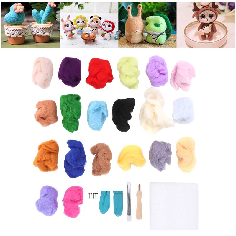 Needle Wool Felt Kit 20 Colors 5g Felting Supplies Tools