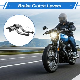 A ABSOPRO Short Long Brake Clutch Levers for Yamaha YZF R1 2002-2003 Adjustable Motorcycle Handlebar Brake Lever Aluminum Alloy Silver Tone Handle Black End