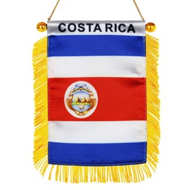 Costa Rica Hanging Flag with Suction Cup 4x6 Inch - Double Sided Costa Rican Mini Banner for Car Rearview Mirror and Window Decor