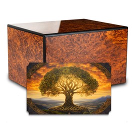 GetUrns Heritage Adult Burl Finish Cremation urn Box for Human Ashes I Tree of Life Wooden urns for Male and Female I 210lbs