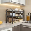 Fliqor Under Sink Organizer，2 Tier Expandable Heavy Duty Metal Shelf，with