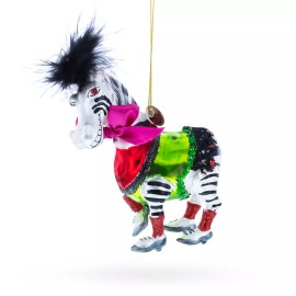 BESTPYSANKY Zebra in Costume Blown Glass Christmas Ornament