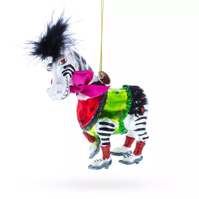 BESTPYSANKY Zebra in Costume Blown Glass Christmas Ornament