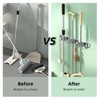 2pcs 304 Stainless Steel Broom Holder 3 Racks 4 Hooks