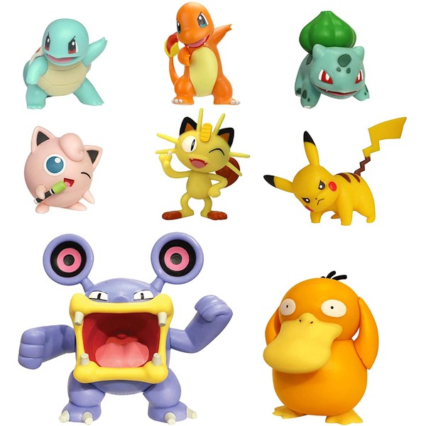 Pokémon Battle Action Figure Multi 8 Pack - Comes with 2" Bulbasaur, 2" Squirtle, 2" Charmander, 2" Pikachu, 2" Houndour, 2" Jigglypuff, 3" Haunter, & 3" Psyduck