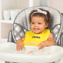 SCS Direct Cheerios Silicone Baby Bib- Easily Wipes Clean - Water, Spill and Stain Proof with built in Toddler Food Catcher 2 pack