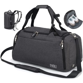 Sports Duffle Bag with Shoes Compartment and Wet Pocket, 42L Waterproof Gym Bag for Men and Women, Durable Travel Duffel Bag with Shoulder Strap and Combination Lock