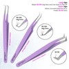 SIALIT Fiber Tip Lash Tweezers Set - 5 Pcs Stainless