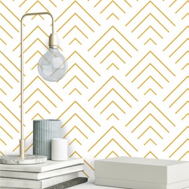 Heroad Brand Peel and Stick Wallpaper 393"x17.3" Geometric Wallpaper Gold and White Contact Paper Self Adhesive Removable Wallpaper for Cabinets Walls Countertop Waterproof Thicken Vinyl