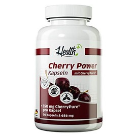 Health+ Cherry Power - 90 Cherry Extract Capsules, 550 mg Cherry Pure from the Montmorency Cherry, High Dose and Rich in Vitamins, Minerals and Antioxidants, Made in Germany