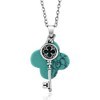 Gem Stone King Beautiful Clover Shape Simulated Turquoise Pendant With
