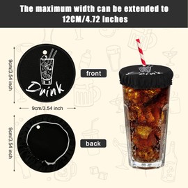 10pcs Drink Cover Scrunchies, Reusable Anti Spike Drink Cover for Alcohol Safe Prevention with Straw Hole Drink Protector Scrunchies for Girls Women Bar Party (Black)