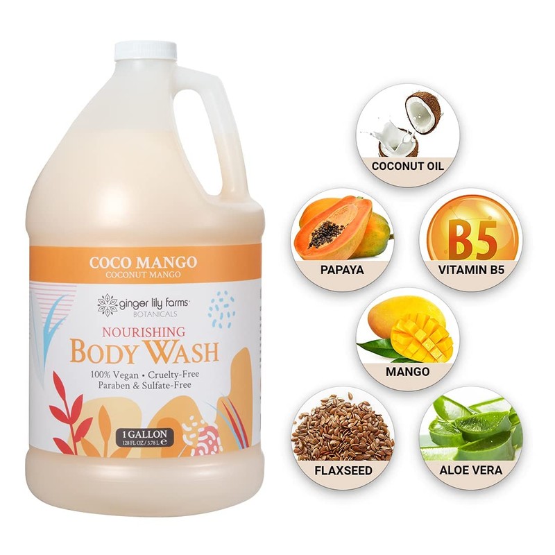 Ginger Lily Farms Botanicals Nourishing Body Wash, Coco Mango, 100%